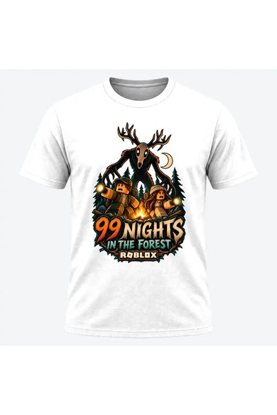 Malfini Tricou personalizat "Roblox – 99 Nopti în Pădure", Alb, Bărbați, Bumb...