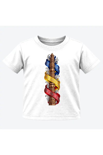 Malfini Tricou personalizat "Tricolor – Coloana Neamului", Alb, Copil, Bumbac...