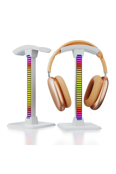 SYOSI حامل سماعات رأس RGB مع إضاءة LED، تصميم 2 في 1، حامل سماعات للألعاب، يم...