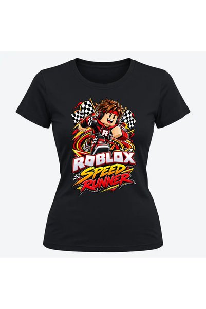 Malfini Tricou personalizat "Roblox – Speed Runner", Negru, Dama, Bumbac 100%,