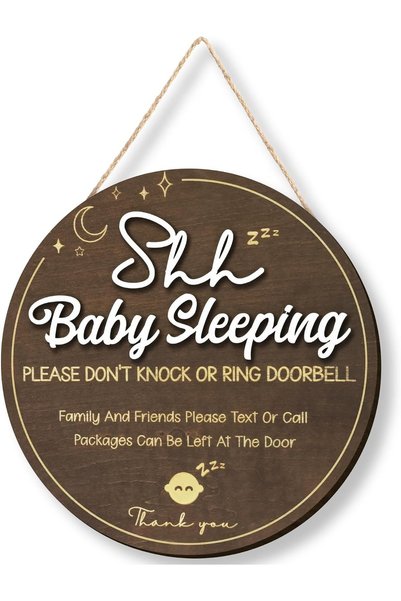 TERRIFI Shhh Baby Sleeping Sign for Front Door, Please Do Not Knock & Ring Do...