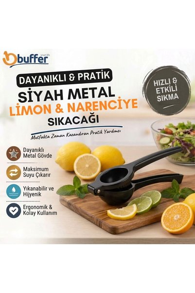 NM Store ® Black Metal Lemon Squeezer, Manual Citrus Juicer