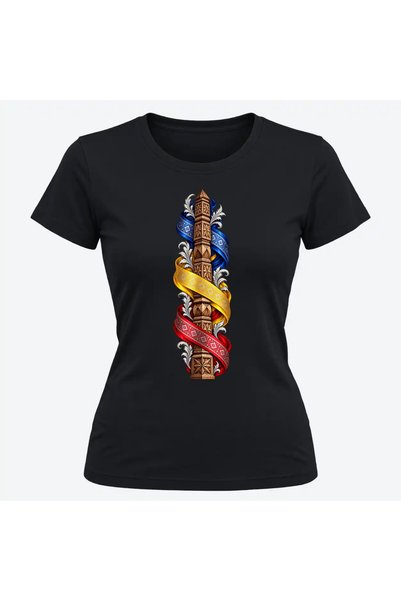 Malfini Tricou personalizat "Tricolor – Coloana Neamului", Negru, Dama, Bumba...