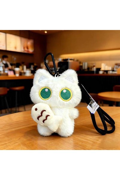 BANDAI yu bai Hot Kawaii Plush Black Cat Doll Toy Keychain Bag Pendant Charms...