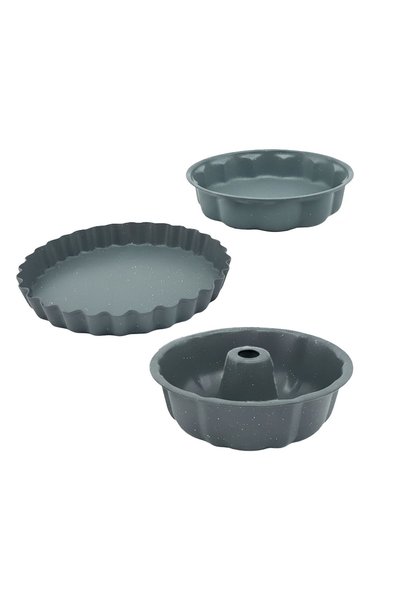 Relaxdays Set de 3 tăvi de copt, Relaxdays, gri, 25.5x7cm, 27.5x5cm, 28x4cm