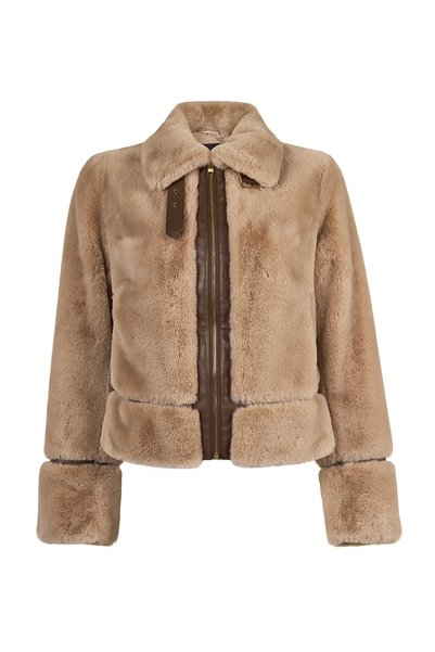 Derimod Livigno Women's Beige Short Teddy Coat 26Wgp5666Ff