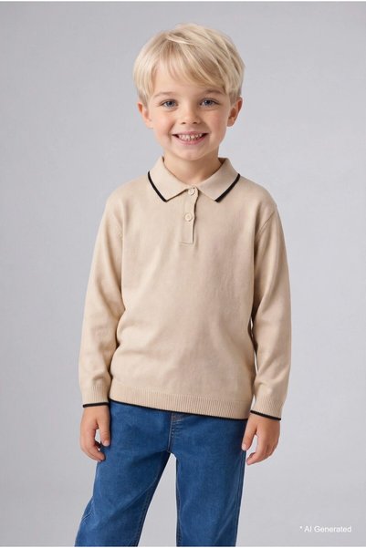 DeFacto Polo Collar Ribbed Knit Basic Sweater for Baby Boys I5793A526Wn