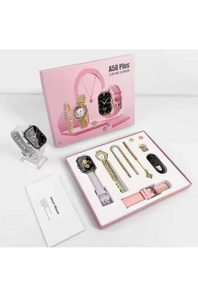 Generic A58 Plus Women's Smart Watch Gift Set, 2.02-Inch Display with Gold-To...
