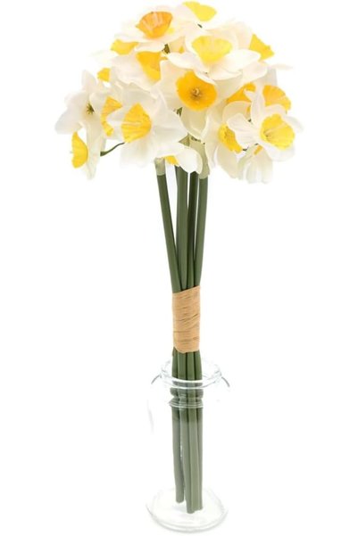 KASTWAVE Daffodil Artificial Flowers, 6 Pcs Realistic Silk Long Stem Daffodil...