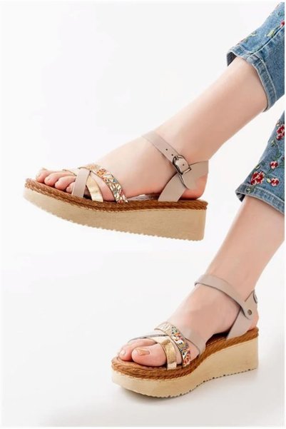 Nur store Çanta Women's Orthopedic Leather Open-Heel Genuine Beach Sandals · ...