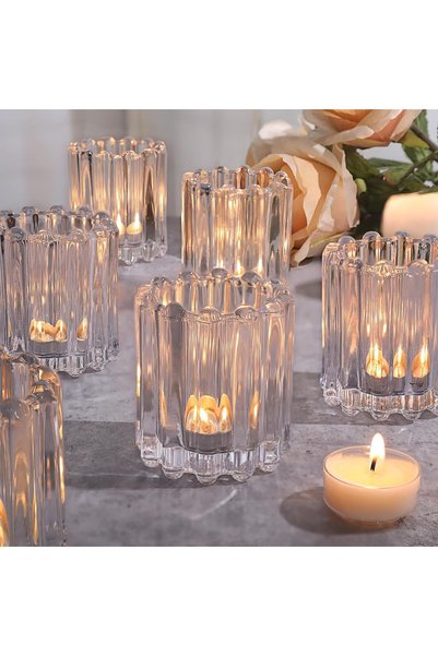 SYOSI Votive Candle Holders Clear Tea Light Candle Holders Glass Candle Holde...