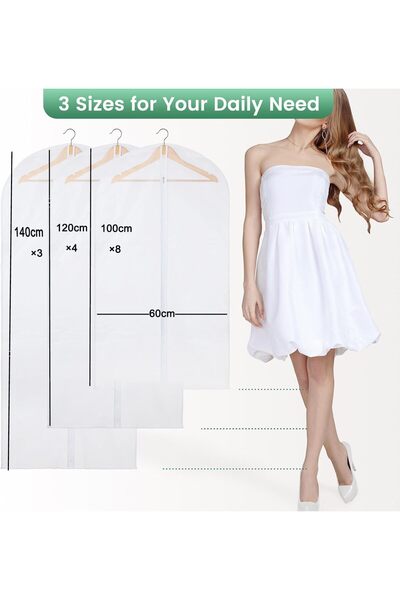 Winsoyya Garment Bags,15 pack for 3 size Dustproof Clothes Cover with Zipper ...