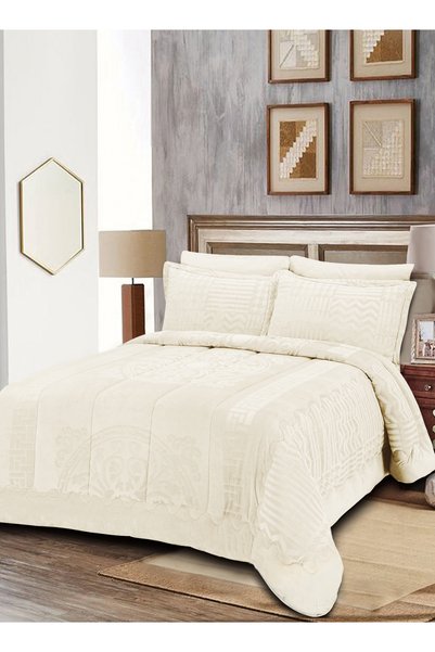 Master Home Textile Velvet Comforter Set, 6 Pieces King Size, Fits 200 × 200 ...