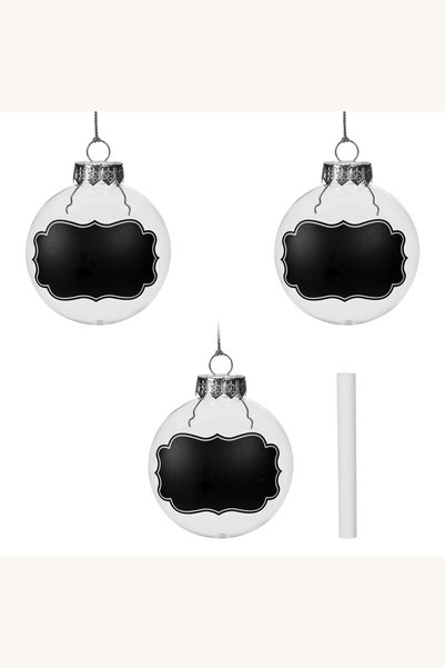 Comerivo Set 3 globuri brad transparente 8x3x8 cm, ideale pentru decorat cu c...