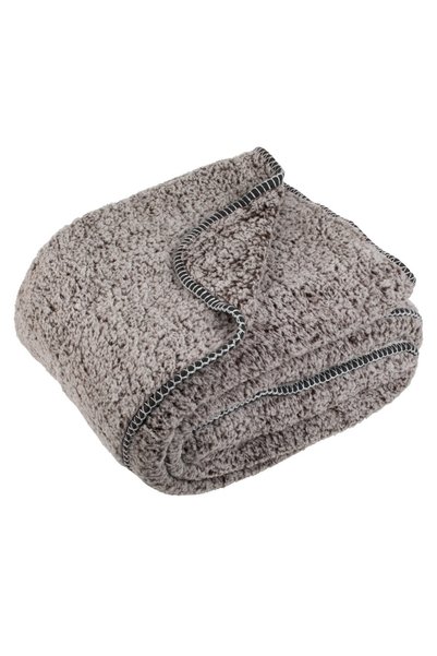 DD SHOP Pătură din imitație de blană sherpa, bej și maro, pentru canapea cu d...