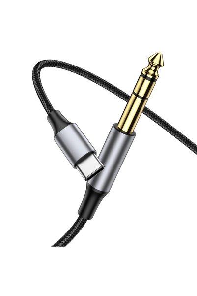 GENERAL كابل صوتي ستيريو من نوع USB-C إلى مقبس TRS مقاس 1/4 بوصة، طوله 3.3 قد...