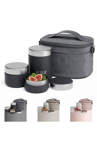 BEOLA Lunch Set with Bag, Includes Insulated Stainless Steel thermo 450ml and...