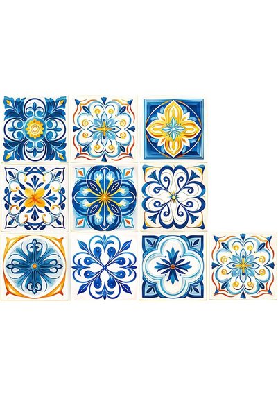 TERRIFI Floral Self Adhesive Tile Stickers, 4 x 4 Inch Peel and Stick Backspl...