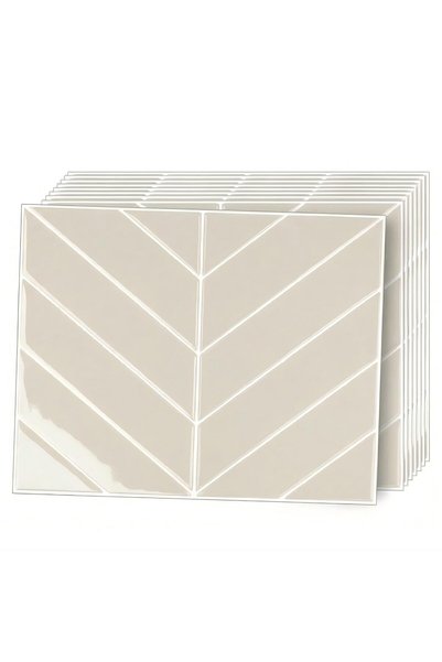TERRIFI 3D Self Adhesive Wall Tiles for Kitchen, 5-Pack Beige Herringbone Pee...