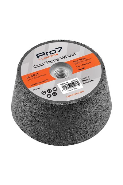 Pro7 Cup Stone 16 Grit - 4.5inch - Aluminum Oxide T11 Conical Grinding Wheel ...