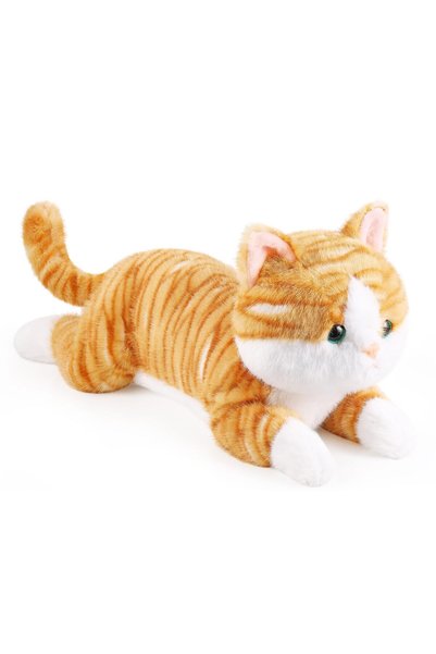 TERRIFI Cat Plush Toy Long Cat Pillow, 17.8 Inch (45 cm) Yellow Cat Stuffed A...