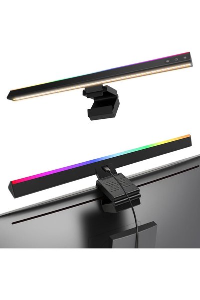 DoubleCare RGB Touch‑Control Monitor Light Bar, 6‑Gear Music‑Sync Backlight, ...