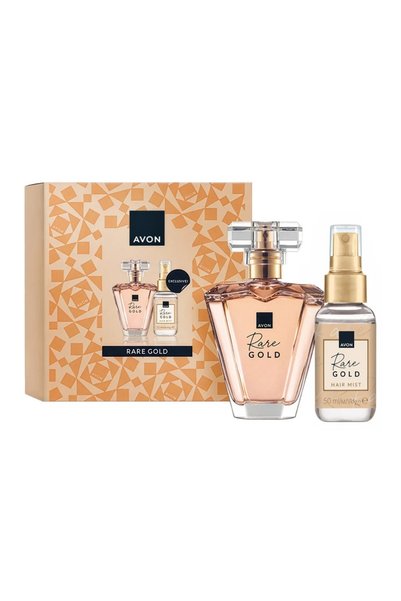 AVON Σετ δώρου Rare Gold άρωμα 50 ml και σπρέι μαλλιών με άρωμα μήλου