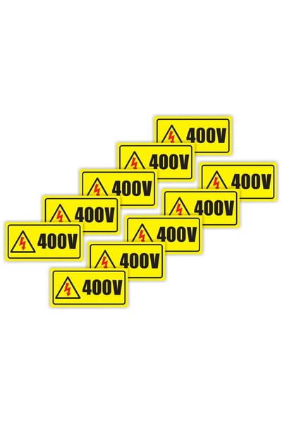 ShopPrint Semn Indicator Priza avertizare 400 V, PVC, 10 x 5 cm, set 10 bucati