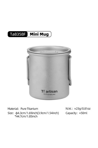 Choice 8358F Tiartisan 50ml Pure Titanium Mini Tea Mug Outdoor Camping Pocket...
