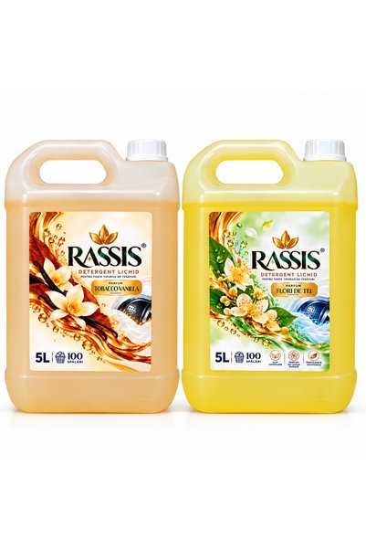 RASSIS Set 2 x Detergent Lichid pentru Rufe, 10 L, 200 Spălări, Parfum Tobacc...