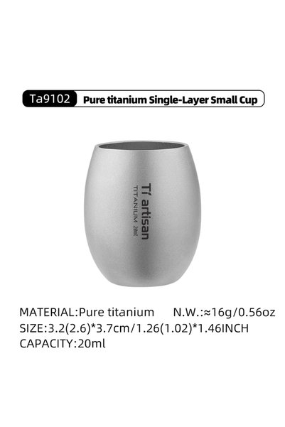 Choice Sandblasted Tiartisan 20ml Titanium Mini Sake Cup Ultralight Round Whi...