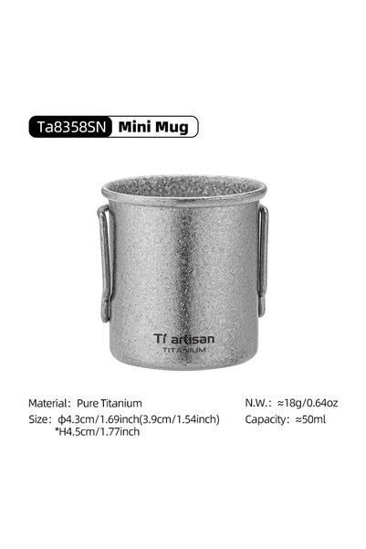 Choice 8358SN Tiartisan 50ml Pure Titanium Mini Tea Mug Outdoor Camping Pocke...