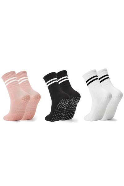 Choice One Size 3pairs Mixed colors 3 Pairs Women Long Yoga Socks Silicone An...