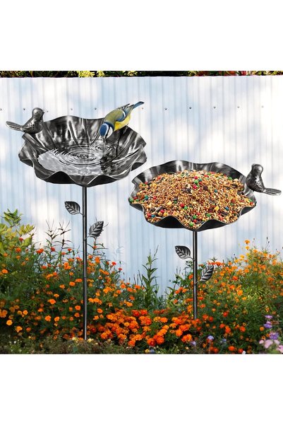 GENERAL Metal Bird Baths for Outdoors, Garden Bird Bath & Bird Feeders with M...