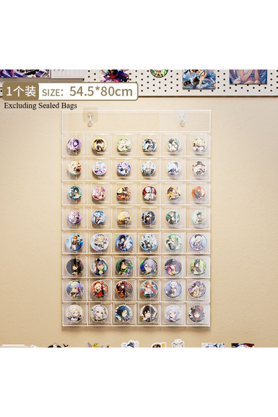 Choice 48 Grids 75MM Transparent Badge Display Bag Wall Mounted Badge Display...