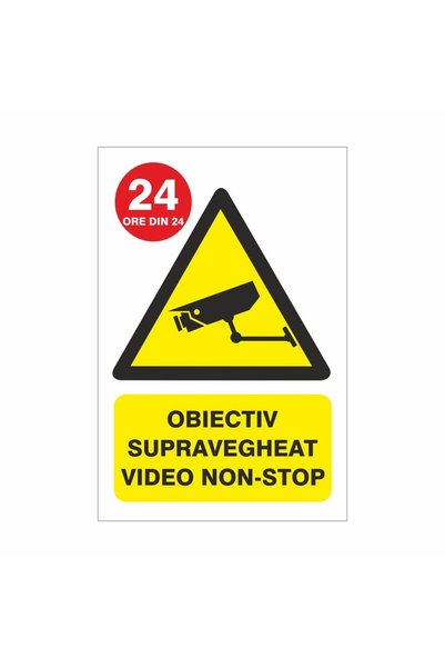 ShopPrint Semn Indicator Supraveghere video, PVC, 30 x 20 cm