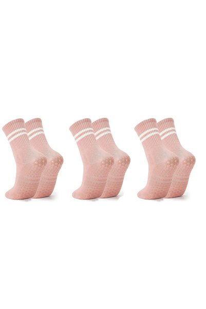 Choice One Size 3pairs Pink 3 Pairs Women Long Yoga Socks Silicone Anti-Slip ...