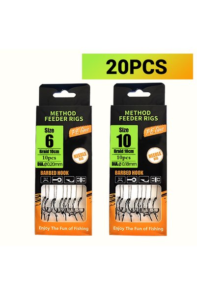 Choice 20PCS 6 and 10 Carp Fishing Rigs Pre Tied, Method Feeder & Hair Rigs w...