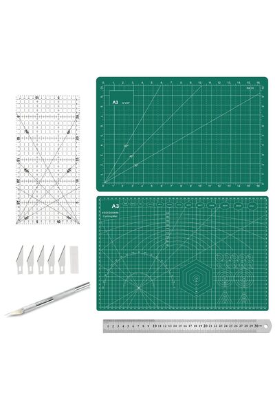 0TO1 TECH 0TO1 Cutting Mat 45x30cm with Accessories, Double Sided 3mm Self-He...