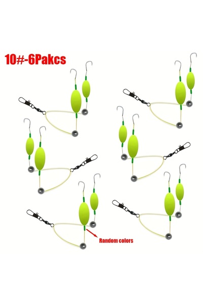 Choice size10 6Packs 6-Packs Reverse Off-Bottom Double Hook Fishing Rig, Carp...