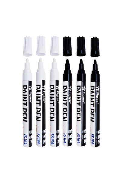 Choice 3Black and 3White Black/White Oil Based Paint Pens, Permanent Marker f...