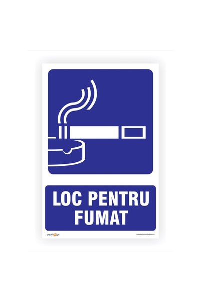 ShopPrint Semn Indicator Loc pentru fumat, PVC, 30 x 20 cm