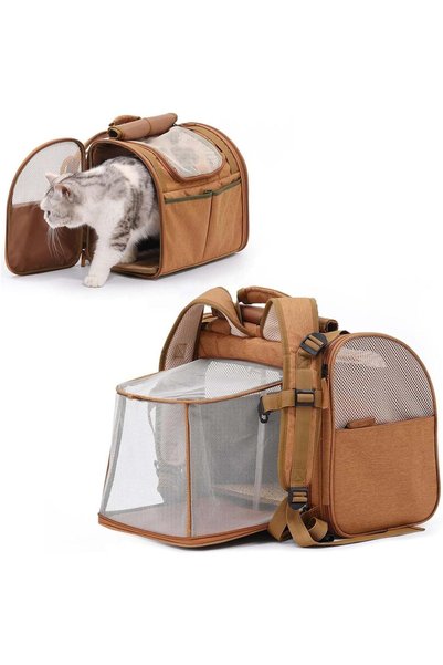 SYOSI Expandable Cat Backpack, Mesh Pet Carrier Backpack for Small Dogs, Cats...