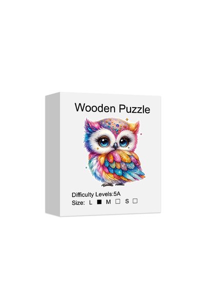 Choice L Rainbow Gemstone Owl Wooden Jigsaw Puzzle For Adults, High-difficult...