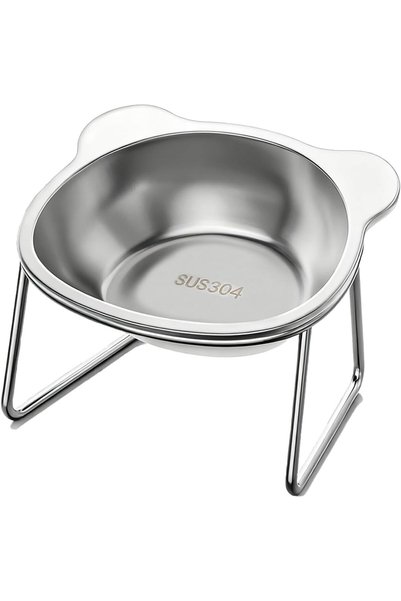 TERRIFI Elevated Pet Food Bowl, 15 cm Riser Stand, Spine-Friendly 15 Degree T...