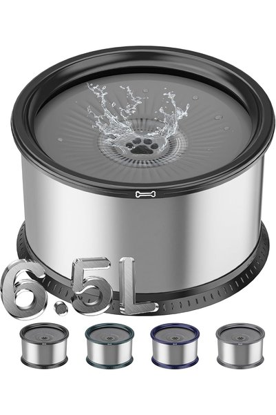 AZONEE 1.6 Gallon Dog Water Bowl, 6.5L/221oz Stainless Steel No Spill Water B...