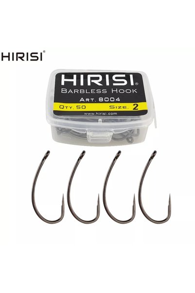 HIRISI 6 50pcs Carp Fishing Hook Coating Barbless Non-barb Fishhooks High Car...