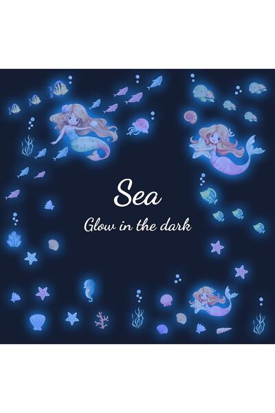 Robmoda Glow in The Dark Stars Mermaid Wall Decals, Turtle Ocean Fish Sticker...
