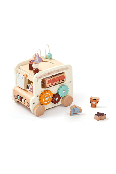 Choice White Montessori Busy Toys Educational Games Bus 5 in 1 Busy Box Toys ...