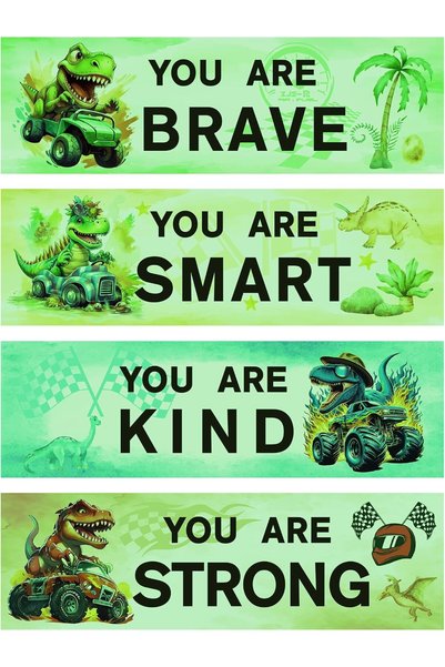 Robmoda Glow in The Dark Inspirational Dinosaur Truck Wall Stickers, Cool Din...
